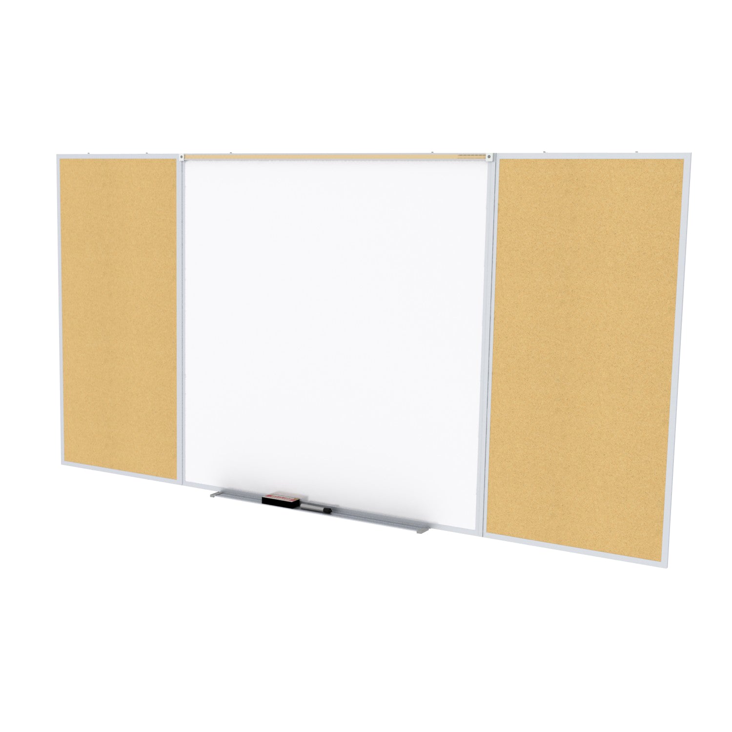 Ghent Porcelain Whiteboard / Natural Cork Bulletin Combo Board, Magnetic, Style D, 5'H x 16'W_0