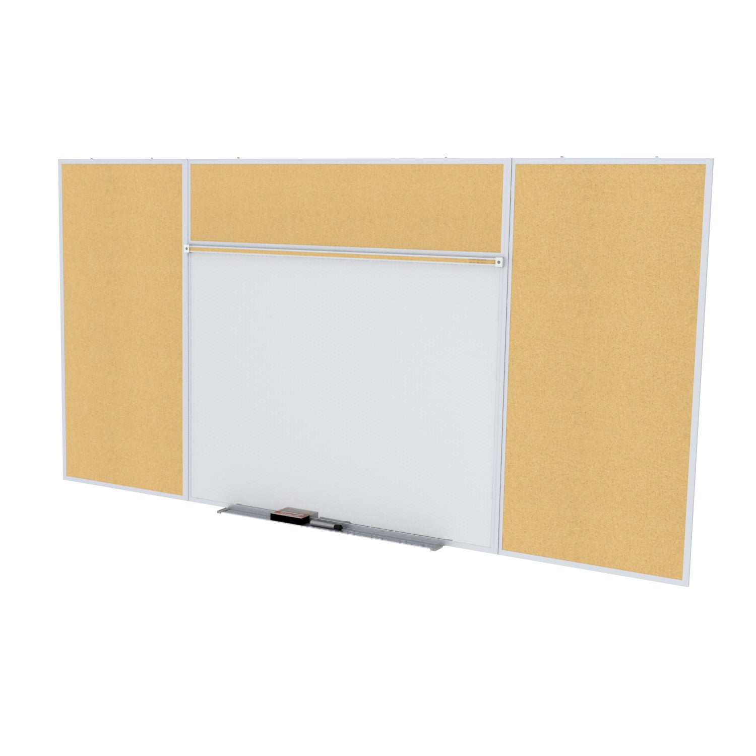 Ghent Porcelain Whiteboard / Natural Cork Bulletin Combo Board, Magnetic, Style E, 5'H x 16'W_0