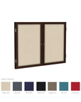 Ghent 2 Door Enclosed Fabric Bulletin Boards w/ Walnut Frame, 48"H x 60"W, Red_0
