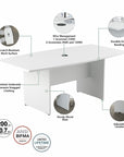 Bush Business Furniture 72W x 36D Boat Shaped Conference Table with Wood Base | Position 30