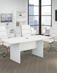 Bush Business Furniture 72W x 36D Boat Shaped Conference Table with Wood Base | Position 26