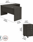 Office by kathy ireland® Echo L Shaped Bow Front Desk with Mobile File Cabinet