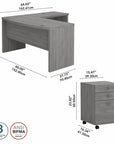 Office by kathy ireland® Echo L Shaped Bow Front Desk with Mobile File Cabinet