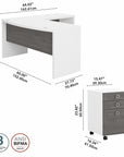 Office by kathy ireland® Echo L Shaped Bow Front Desk with Mobile File Cabinet