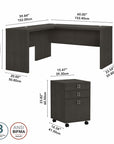 Office by kathy ireland® Echo L Shaped Desk with Mobile File Cabinet