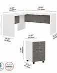 Office by kathy ireland® Echo L Shaped Desk with Mobile File Cabinet