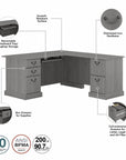 Bush Furniture Saratoga L Shaped Computer Desk with Drawers
