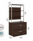 Bush Business Furniture Hybrid 2 Drawer Lateral File Cabinet with Shelves