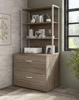 Bush Business Furniture Hybrid 2 Drawer Lateral File Cabinet with Shelves