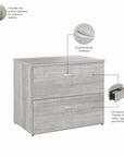 Bush Business Furniture Hybrid 2 Drawer Lateral File Cabinet with Shelves