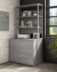 Bush Business Furniture Hybrid 2 Drawer Lateral File Cabinet with Shelves