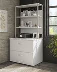 Bush Business Furniture Hybrid 2 Drawer Lateral File Cabinet with Shelves