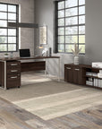 Bush Business Furniture Hybrid Low Storage Cabinet with Doors and Shelves