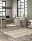 Bush Business Furniture Hybrid Low Storage Cabinet with Doors and Shelves