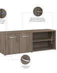 Bush Business Furniture Hybrid Low Storage Cabinet with Doors and Shelves