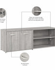 Bush Business Furniture Hybrid Low Storage Cabinet with Doors and Shelves
