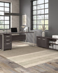 Bush Business Furniture Hybrid Low Storage Cabinet with Doors and Shelves