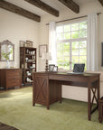 Bush Furniture Key West 54W Computer Desk with 2 Drawer Lateral File Cabinet and 5 Shelf Bookcase