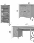 Bush Furniture Key West 54W Computer Desk with 2 Drawer Lateral File Cabinet and 5 Shelf Bookcase