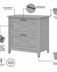 Bush Furniture Key West 54W Computer Desk with 2 Drawer Lateral File Cabinet and 5 Shelf Bookcase