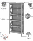 Bush Furniture Key West 54W Computer Desk with 2 Drawer Lateral File Cabinet and 5 Shelf Bookcase