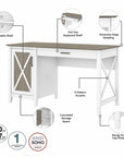 Bush Furniture Key West 54W Computer Desk with 2 Drawer Lateral File Cabinet and 5 Shelf Bookcase