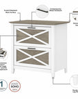 Bush Furniture Key West 54W Computer Desk with 2 Drawer Lateral File Cabinet and 5 Shelf Bookcase