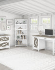 Bush Furniture Key West 54W Computer Desk with 2 Drawer Lateral File Cabinet and 5 Shelf Bookcase