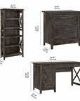 Bush Furniture Key West 54W Computer Desk with 2 Drawer Lateral File Cabinet and 5 Shelf Bookcase