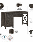 Bush Furniture Key West 54W Computer Desk with 2 Drawer Lateral File Cabinet and 5 Shelf Bookcase