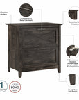 Bush Furniture Key West 54W Computer Desk with 2 Drawer Lateral File Cabinet and 5 Shelf Bookcase