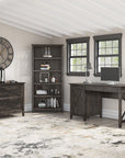 Bush Furniture Key West 54W Computer Desk with 2 Drawer Lateral File Cabinet and 5 Shelf Bookcase