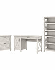 Bush Furniture Key West 54W Computer Desk with 2 Drawer Lateral File Cabinet and 5 Shelf Bookcase