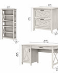 Bush Furniture Key West 54W Computer Desk with 2 Drawer Lateral File Cabinet and 5 Shelf Bookcase