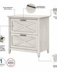 Bush Furniture Key West 54W Computer Desk with 2 Drawer Lateral File Cabinet and 5 Shelf Bookcase