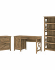 Bush Furniture Key West 54W Computer Desk with 2 Drawer Lateral File Cabinet and 5 Shelf Bookcase