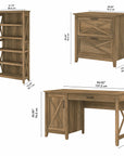 Bush Furniture Key West 54W Computer Desk with 2 Drawer Lateral File Cabinet and 5 Shelf Bookcase