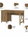 Bush Furniture Key West 54W Computer Desk with 2 Drawer Lateral File Cabinet and 5 Shelf Bookcase