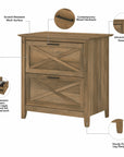 Bush Furniture Key West 54W Computer Desk with 2 Drawer Lateral File Cabinet and 5 Shelf Bookcase