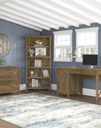 Bush Furniture Key West 54W Computer Desk with 2 Drawer Lateral File Cabinet and 5 Shelf Bookcase