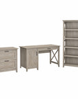 Bush Furniture Key West 54W Computer Desk with 2 Drawer Lateral File Cabinet and 5 Shelf Bookcase