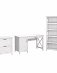 Bush Furniture Key West 54W Computer Desk with 2 Drawer Lateral File Cabinet and 5 Shelf Bookcase
