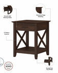 Bush Furniture Key West Coffee Table with Set of 2 End Tables