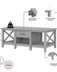 Bush Furniture Key West Coffee Table with Set of 2 End Tables