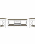 Bush Furniture Key West Coffee Table with Set of 2 End Tables