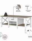 Bush Furniture Key West Coffee Table with Set of 2 End Tables