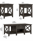 Bush Furniture Key West Coffee Table with Set of 2 End Tables
