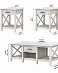 Bush Furniture Key West Coffee Table with Set of 2 End Tables