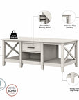 Bush Furniture Key West Coffee Table with Set of 2 End Tables