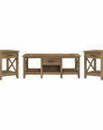 Bush Furniture Key West Coffee Table with Set of 2 End Tables